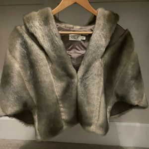 Eliza J faux fur capelet. Worn once and dry cleaned. Doesn’t fit me anymore.